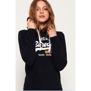 REAL SUPER DRY JAPANESE HOODED SWEATSHIRT vintage rhinestone sz S